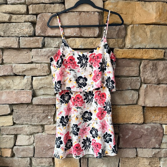 Abercrombie & Fitch M Floral Tiered Ruffle Sundress Mini Dress Coquette Romantic - Picture 3 of 13